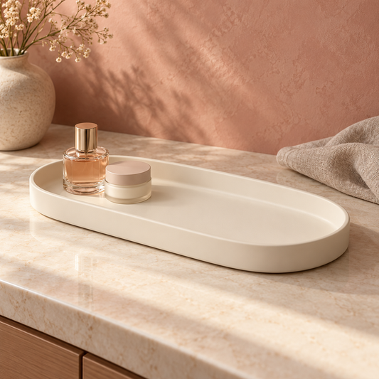 arc vanity tray in a styled setting — AI-generated illustration