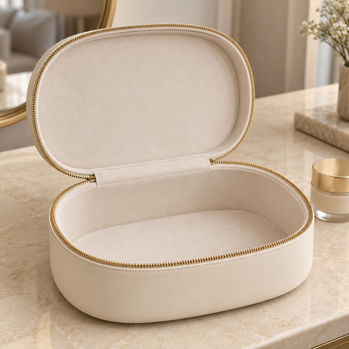 Clamshell Makeup Case in a styled setting — AI-generated illustration