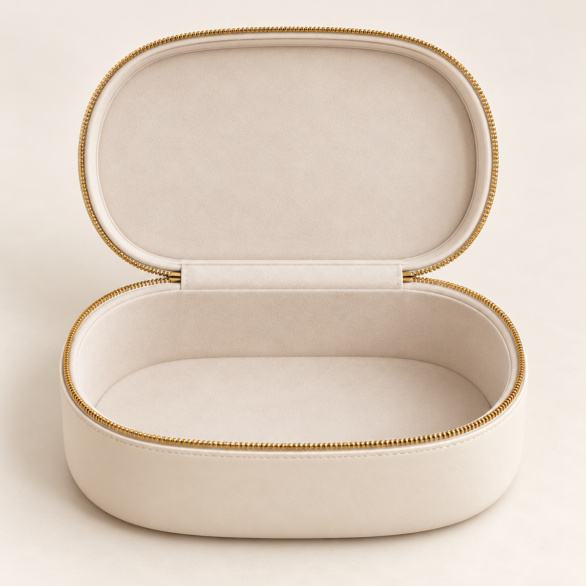 Clamshell Makeup Case — front angle — AI-generated illustration