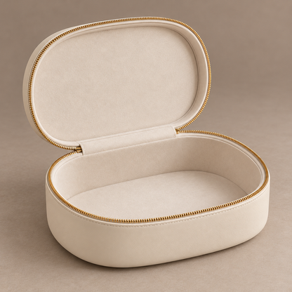 Clamshell Makeup Case — side angle — AI-generated illustration