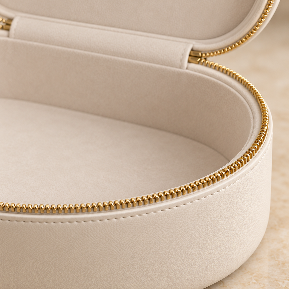 Clamshell Makeup Case — detail — AI-generated illustration