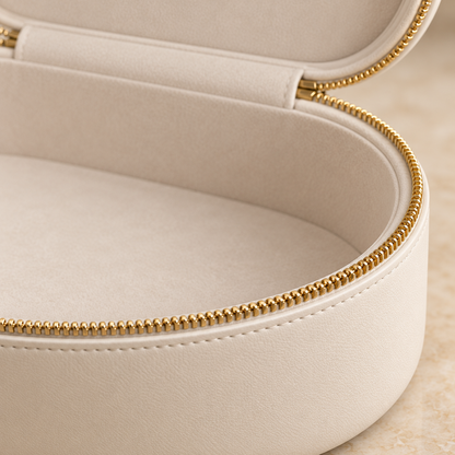 Clamshell Makeup Case — detail — AI-generated illustration
