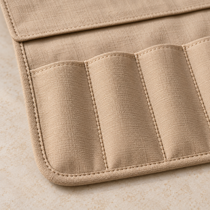 Foldaway Brush Roll — detail — AI-generated illustration