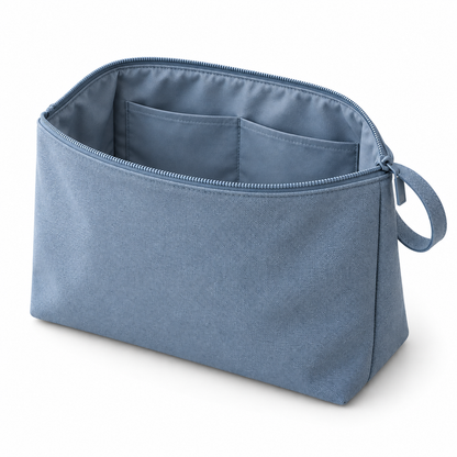 Upright Beauty Bag — white background — AI-generated illustration